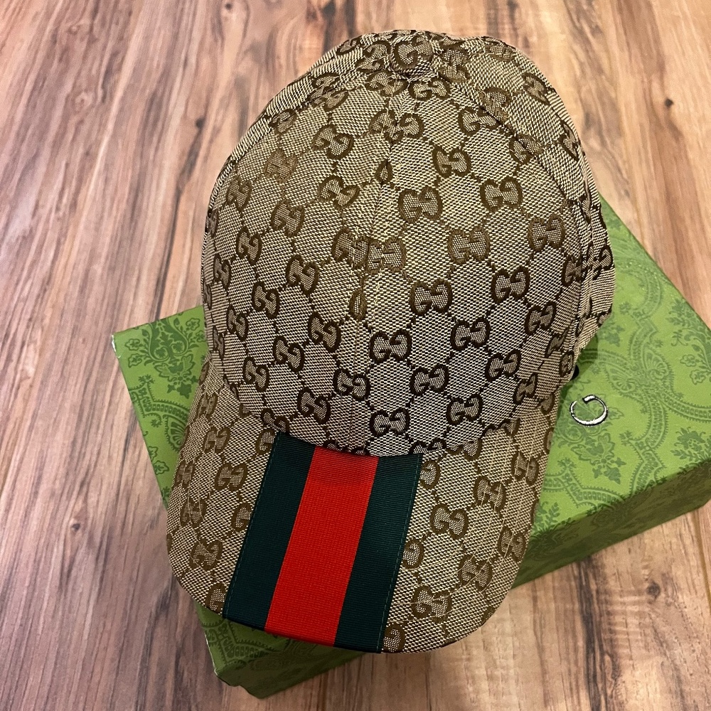 Authentic Gucci GG Original Canvas Hat With Web